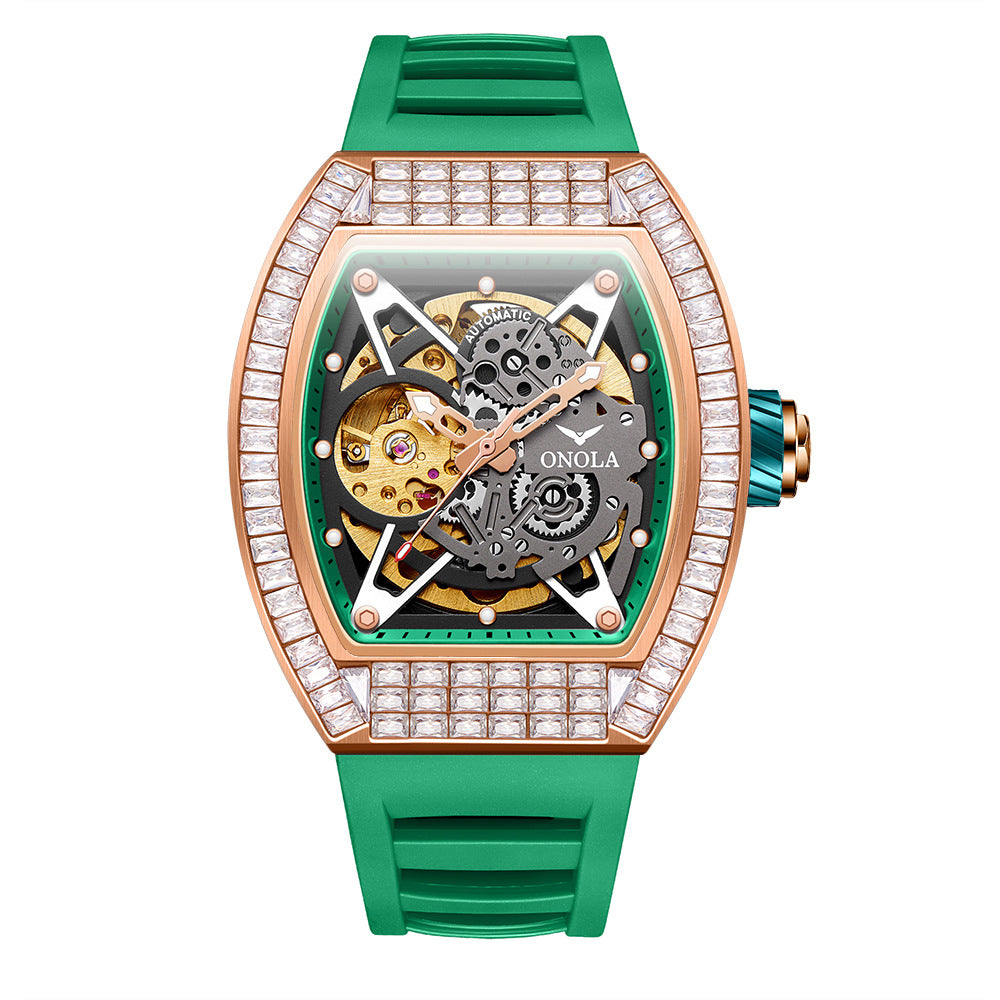 Hollow Automatic Mechanical Watch Men's Silicone Band Waterproof