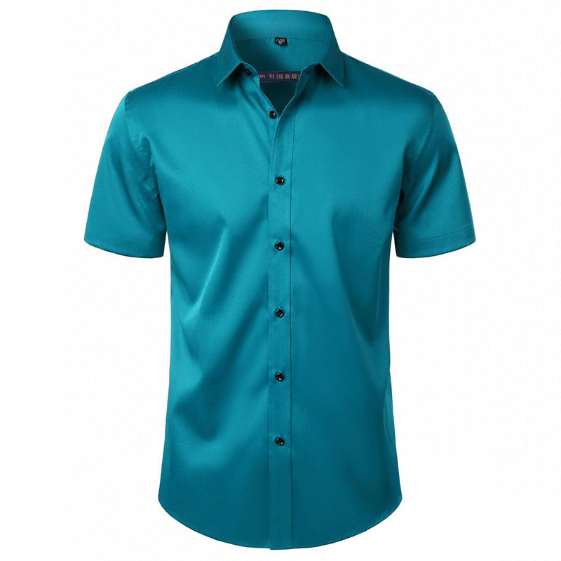 Solid-color Stretchy Cardigan Wrinkle-resistant Long-sleeve Shirt
