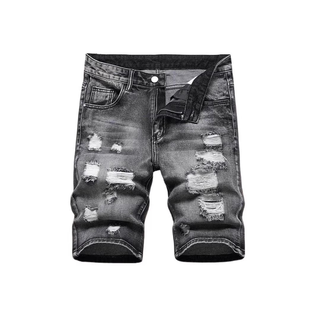 Men's Denim Shorts Summer Ripped Stretch